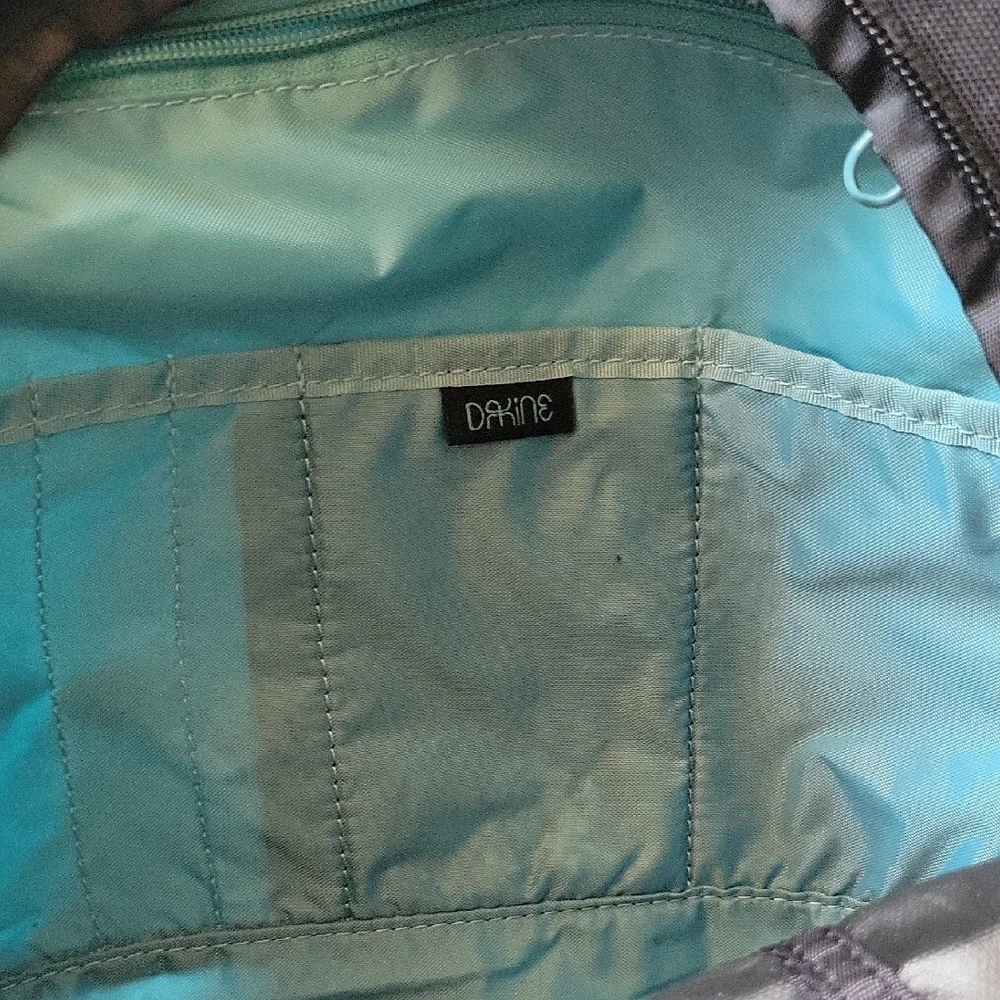 Dakine Charcoal Backpack with floral pattern and Turquoise zippers - Picture 6 of 10